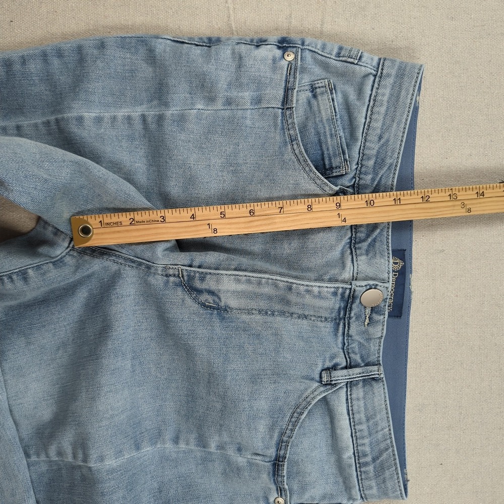 Democracy Jeans Womens 10 Blue Ab Solution Skyrise Step Hem Wide Leg Light Wash - Picture 8 of 15